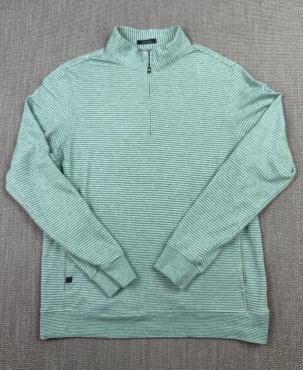 Turtleson Buffalo Dunes Golf 1/4 Zip Pullover Men’s M Green Blue Striped